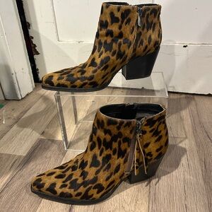 Sam Edelman Animal Print Ankle Western Boots Size 8